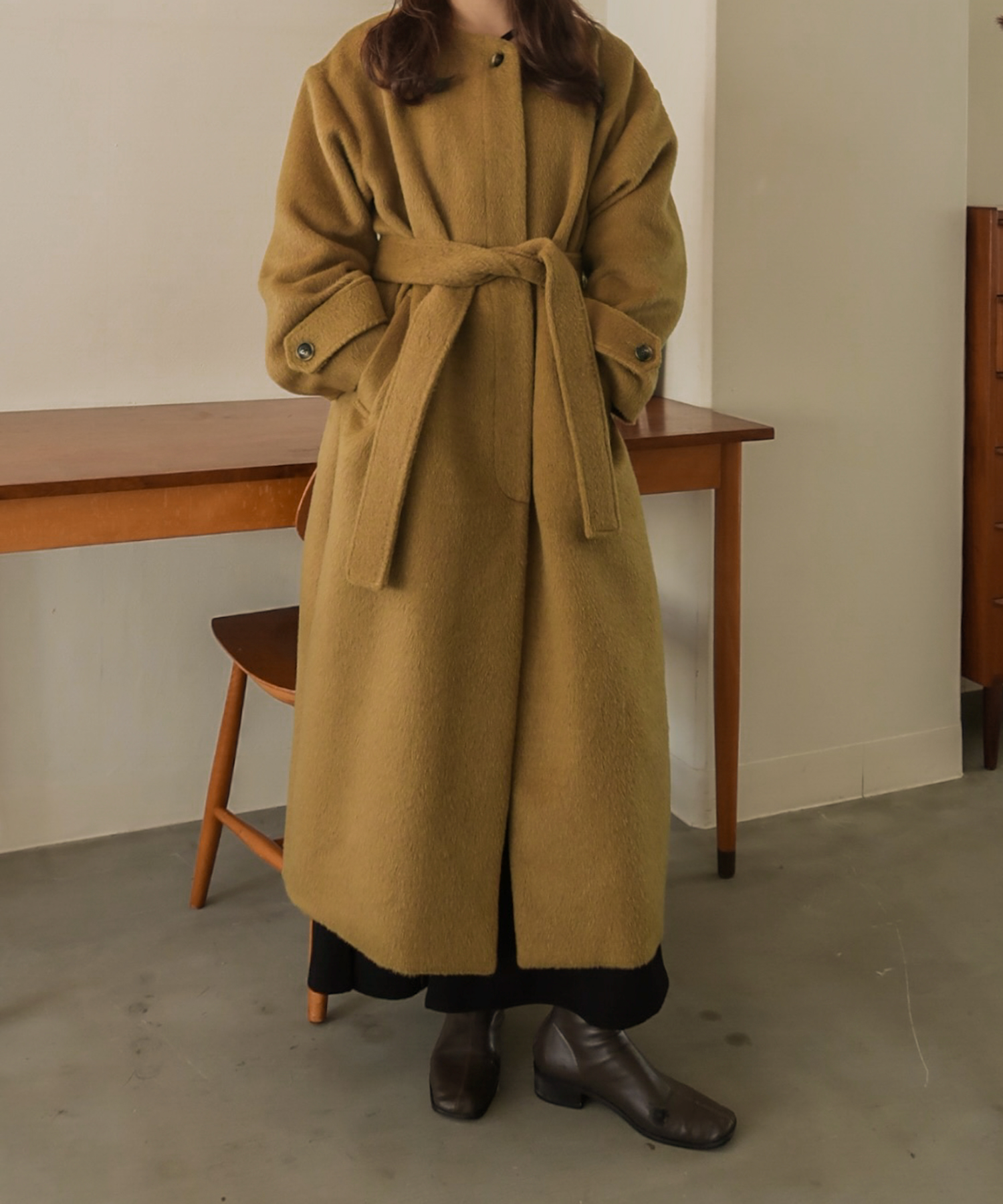 mideal  knit long coat / ニットロングコート