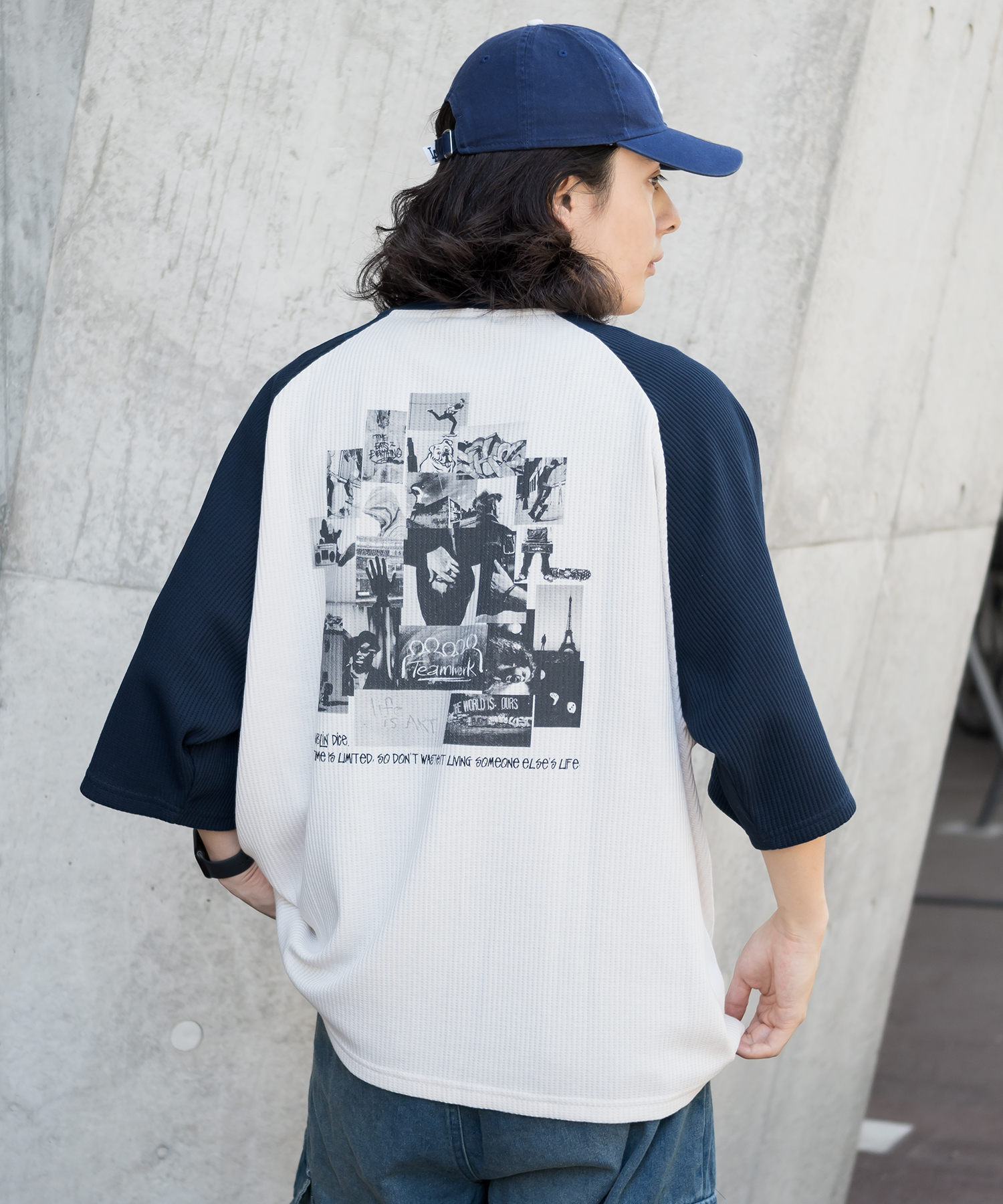 【AMERICANA/アメリカーナ】ワッフルラグランTシャツ